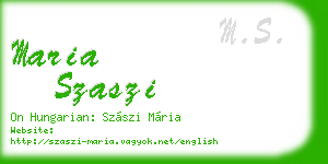 maria szaszi business card