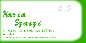 maria szaszi business card